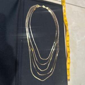 Vintage  5-Strand Liquid Gold-Tone Herringbone Necklace
